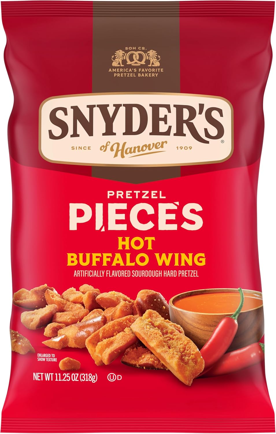 Snyder's of Hanover Hot Buffalo Wing Flavored Pretzel Pieces, 11.25 Oz