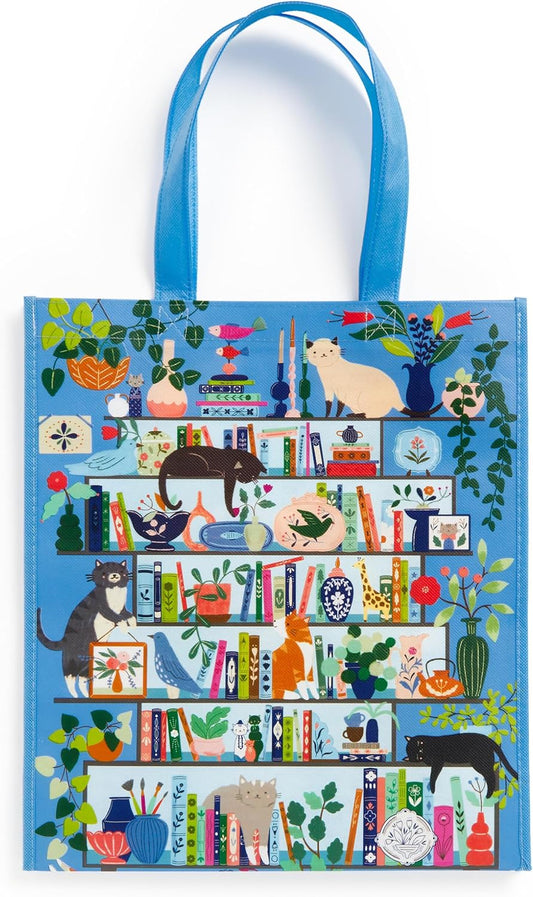 Galison Purrfect Nook Reusable Shopping Bag - Environmentally Friendly Lightweight Reusable Shopping And Grocery Bag
