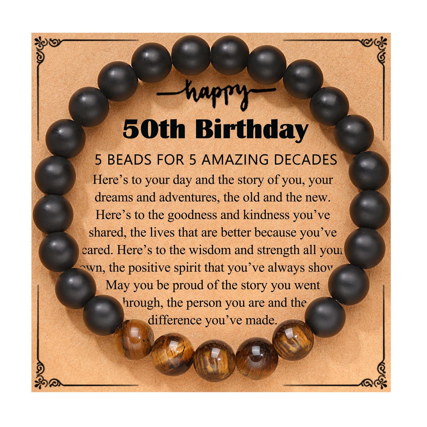 UPROMI 50th Birthday Gifts Decorations for Him Men, Happy 1975 Birthday Gifts for 50 Year Old Man Male Bracelet Ideas
