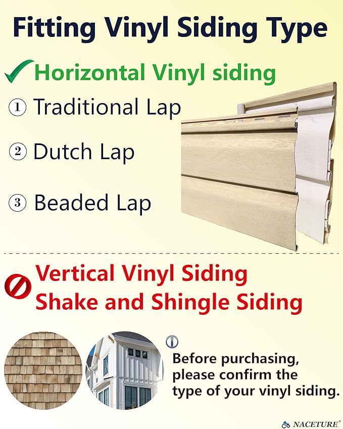 NACETURE Vinyl Siding Hooks - Vinyl Siding Clips for Hanging Outdoor Decorations for Patio for Mount Home Security Camera Porch Décor (Sliver 6 Pack)