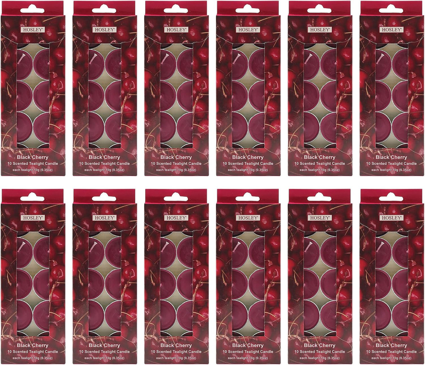 Hosley 120PCs Bulk Pack Black Cherry Fragrance Highly Scented Tea Light Candle. Ideal for Wedding Church Vigil Emergency Lanterns Spa Aromatherapy Party Reiki Candle Garden