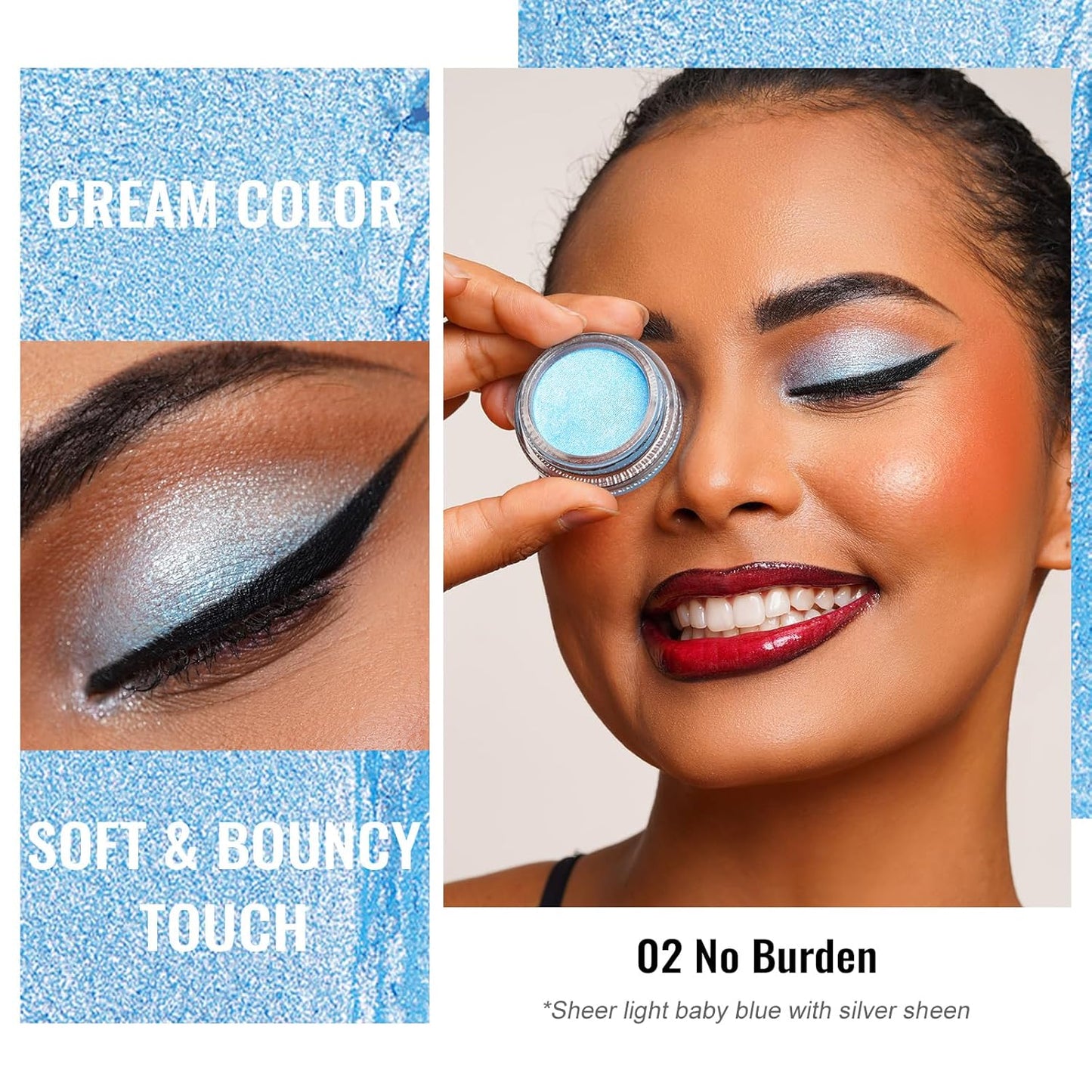 Oulac Cream Eyeshadow also for Highlighter Large Capacity Highly Pigmented Eye Shadow Waterproof &Long Lasting with Moisturizing Formula, Shimmer Glitter Eye Makeup. 6g.16+02