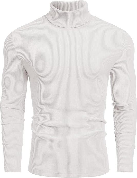 COOFANDY Men's Ribbed Turtleneck Sweater Casual Basic Long Sleeve Knitted Pullover Sweater
