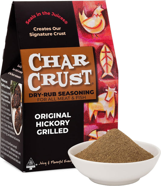 Char Crust Dry-Rub Seasonings Original Hickory Grilled | All-in-one seasonings | Perfect for Steaks, Burgers, Ribs, Tuna | Signature Crust that Seals in the Juices, 4 Ounce (Pack of 6)