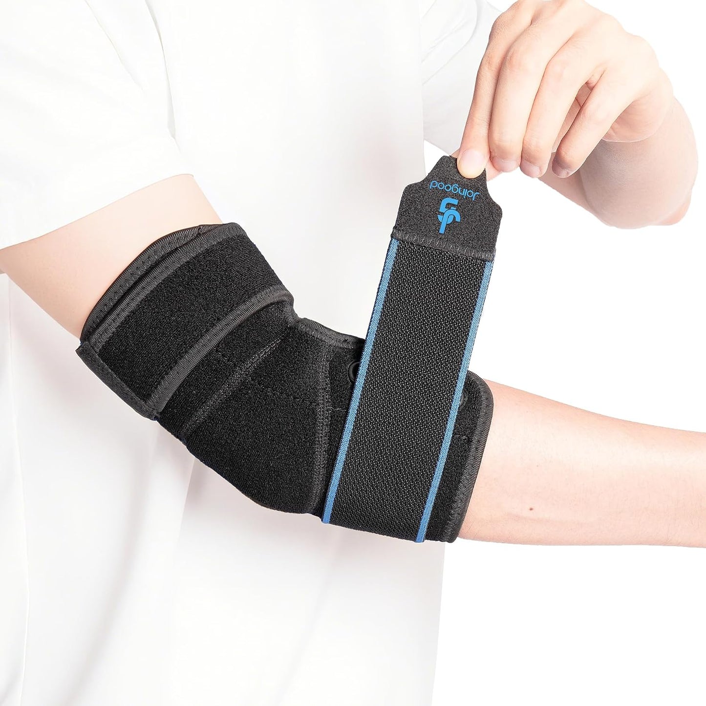 Adjustable Elbow Brace Tennis Elbow Brace for Men & Women, Elbow Compression Sleeve for Tendonitis, Golfers Elbow, Bursitis - Breathable SBR Elbow Support Wrap, L/XL