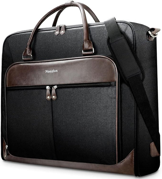 Garment Bag Travel Large Carry On Suit Bag with Strap for Business Hanging Suitcase Luggage Bags for Men Women (Black-Brown)