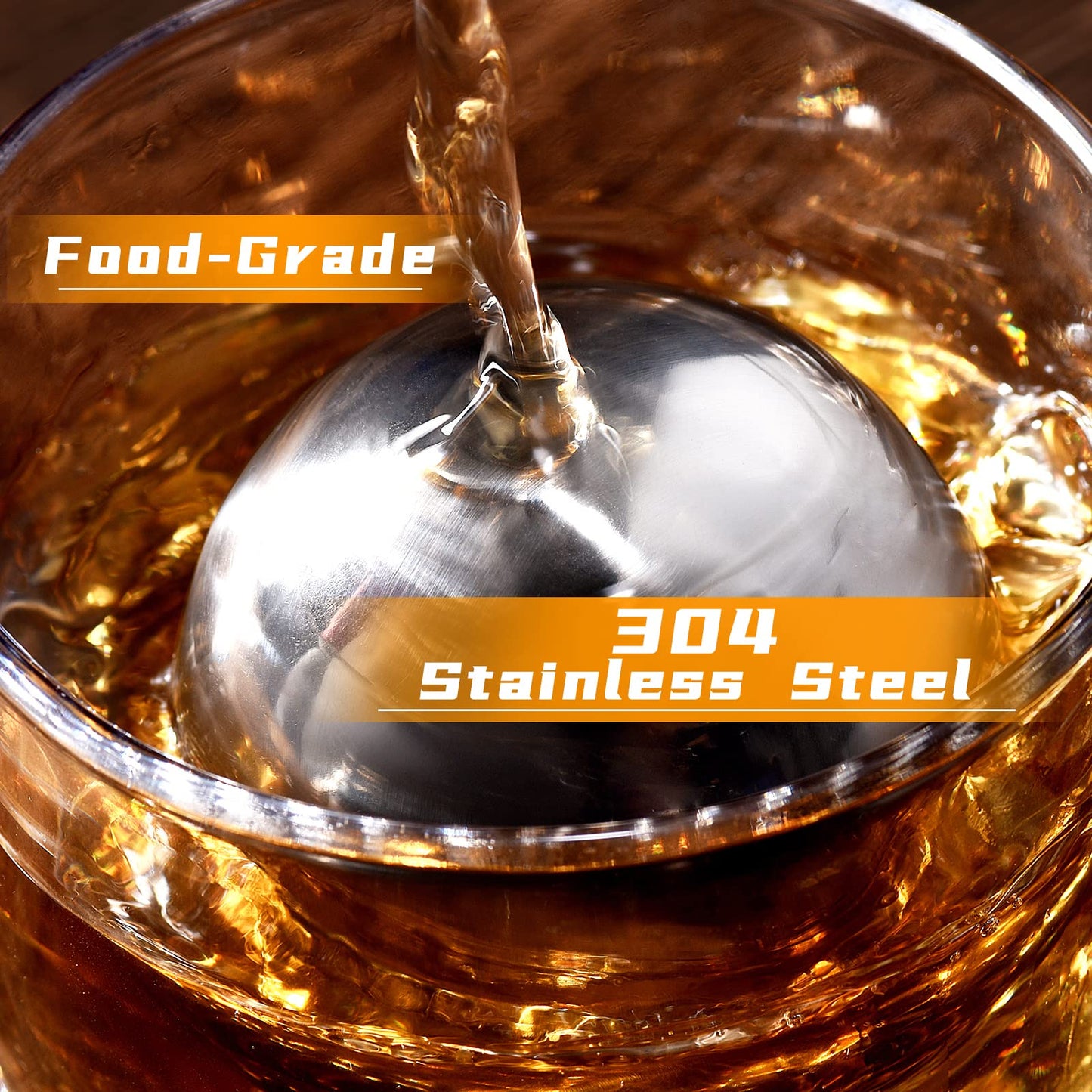 Whiskey Balls Reusable 55mm, Bourbon Gifts for Men Stocking Stuffers, Whiskey Ice Stones with Tongs, for Dad Who Has Everything, Anniversary Birthday Gifts for Boyfriend Grandpa Him Husband from Wife