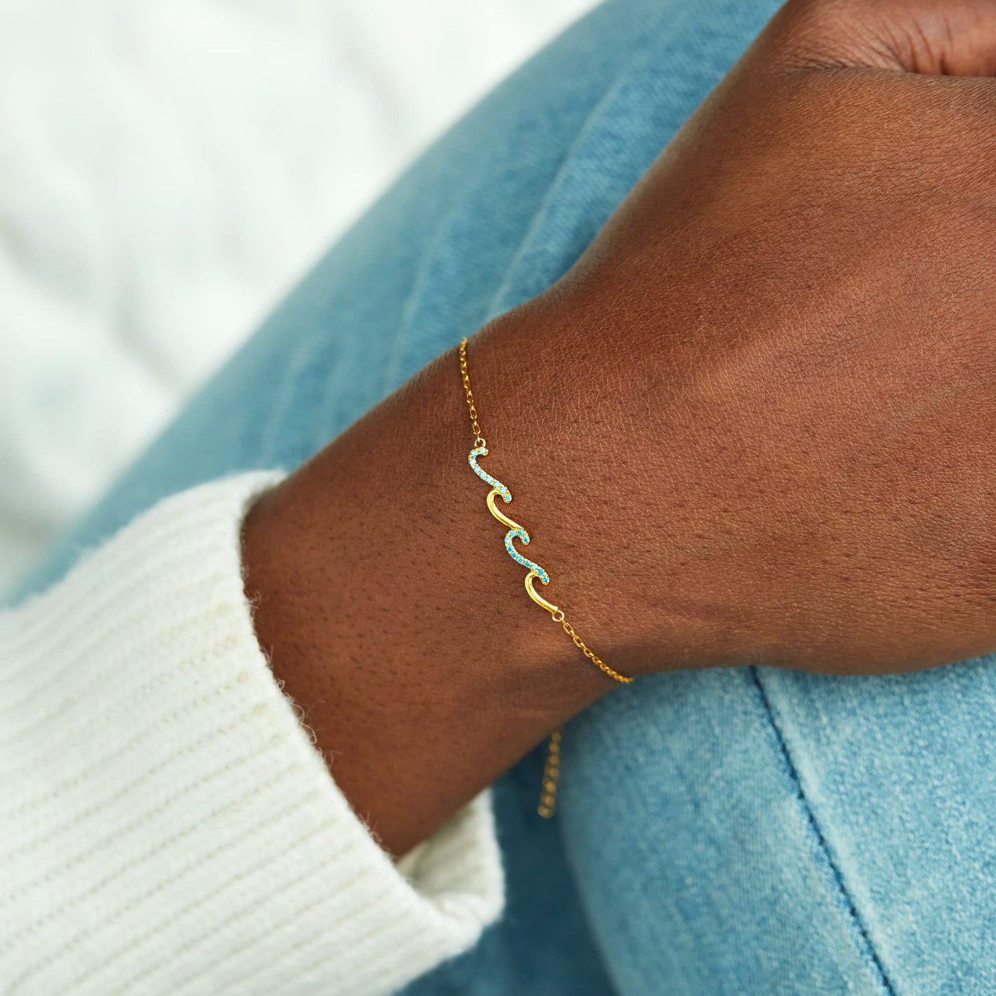 STORYJEWELLERY Friend Gifts, Bestie Bracelets, Friend Birthday Gifts for Women, Friendship Bracelets, BFF Gift, Bestie Jewelry, Sterling Silver Wave Bracelet (Style 01)