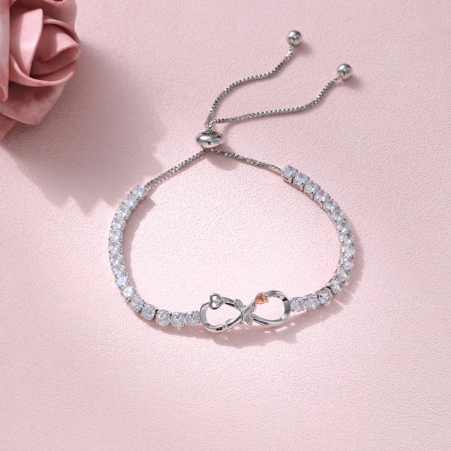 Btysun Graduation Gifts for Girlfriend Infinity Bracelets for Women Teens Girlfriend Gift I Love You Gifts for Her Rose Adjustable Simple Anniversary Wedding Birthday Gift for Gf Jewelry