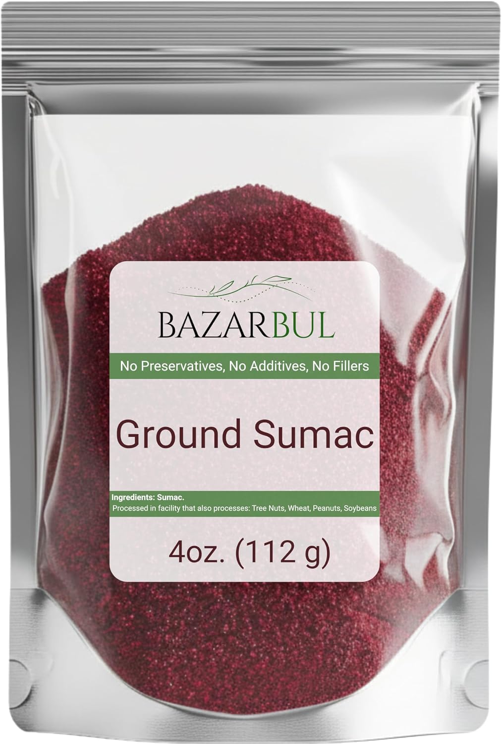 BAZARBUL Pure Sumac Spice Powder, 100% Authentic Turkish Seasoning, Non-GMO, No Salt Added, Organic, 4 oz Resealable Bag