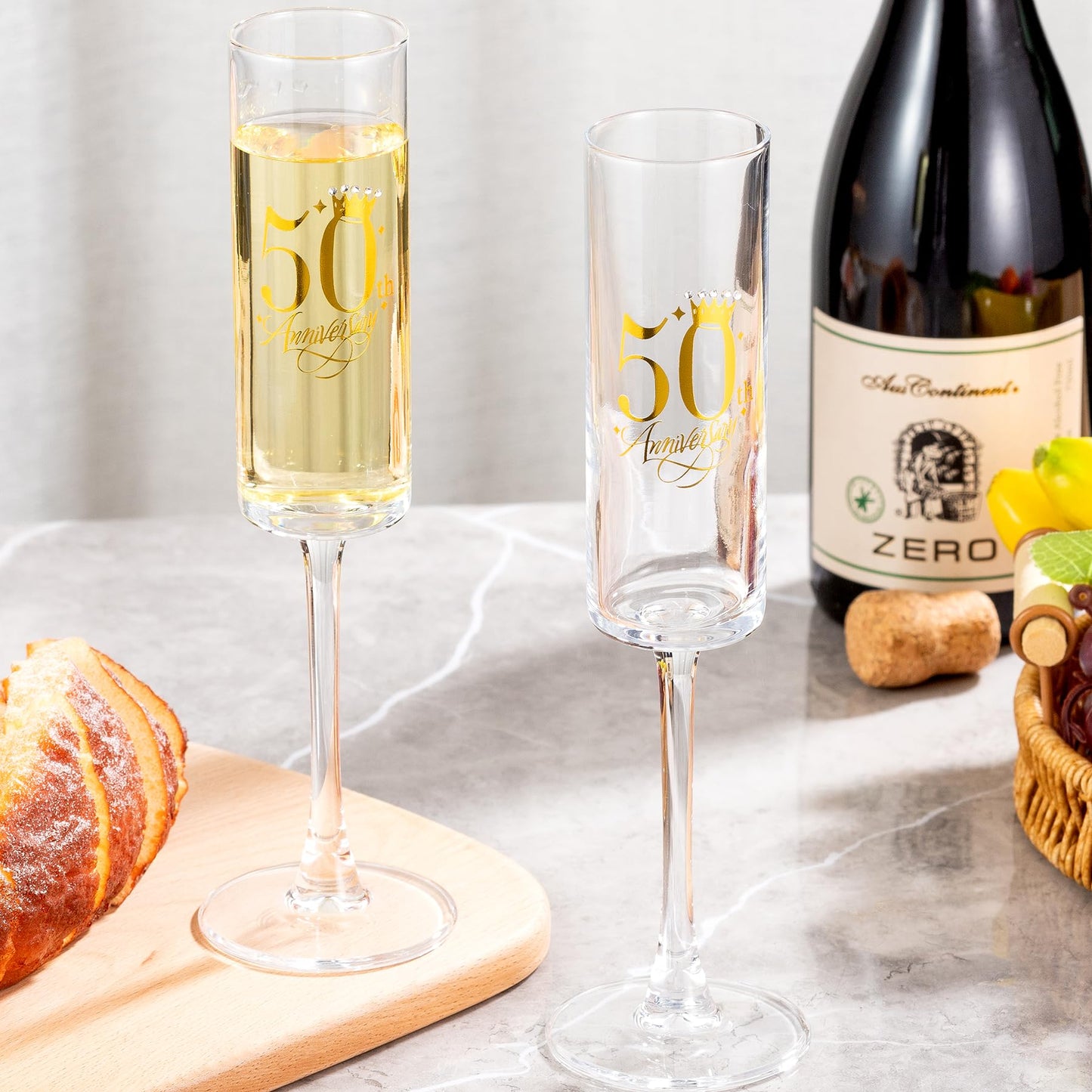 iooiluxry 50th Wedding Anniversary Champagne Flutes Gifts for 50th Anniversary Decorations, 50th Anniversary Wedding Gifts for Parents