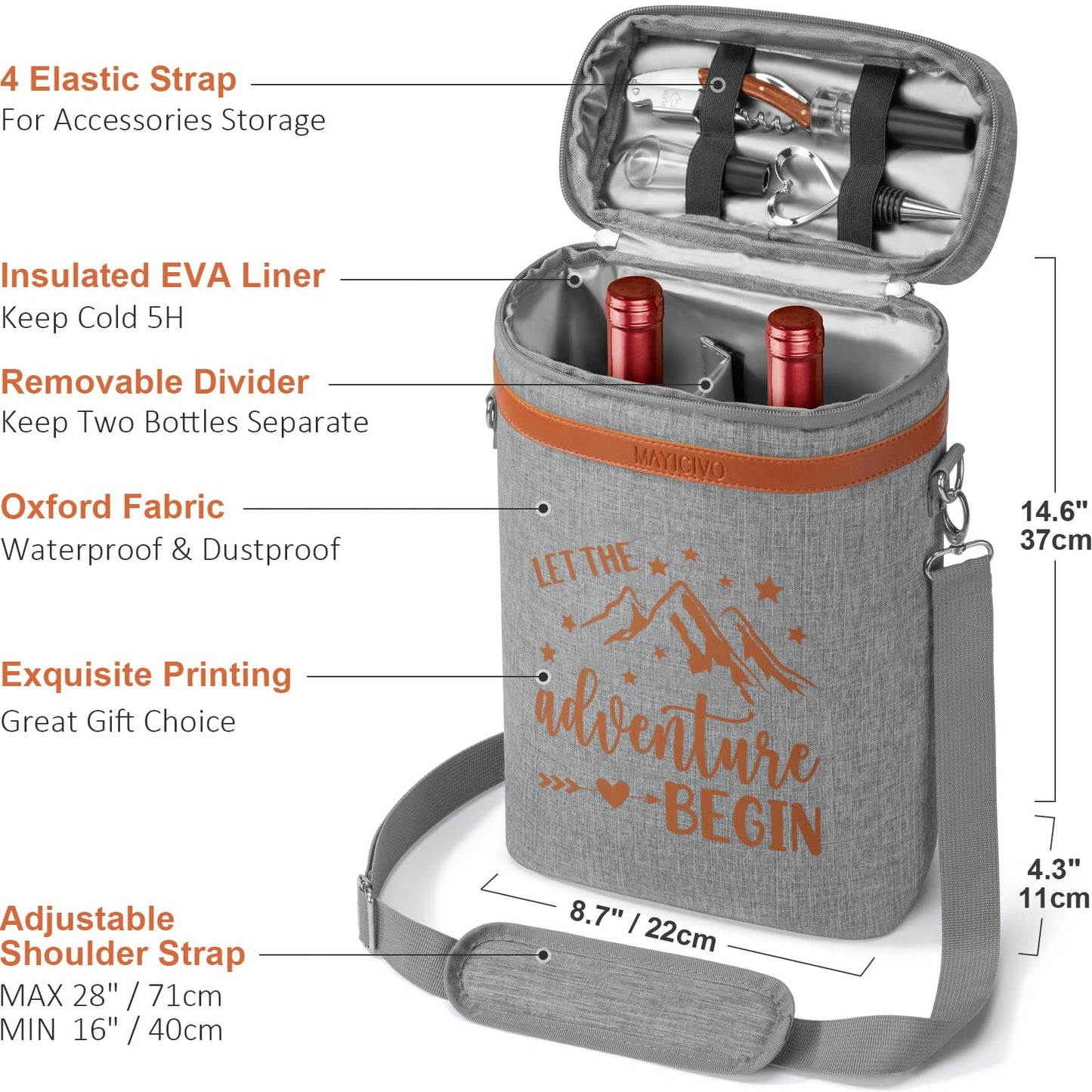 Wedding Gifts for Couples, Mr and Mrs Wine Tumblers Gifts - Engagement, Bridal Shower, Newlywed, His & Hers, Valentines Day, House Warming-Insulated Wine Cooler Tote Bag w/ Wines Accessories Gift Set