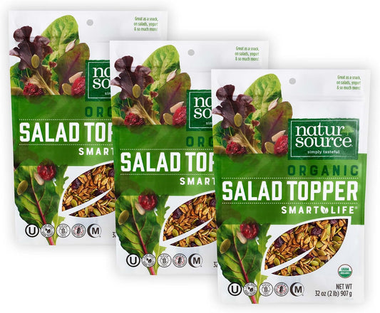 naturSource Organic Salad Topper - Salad Toppings, Salad Mix, Salad Toppers Seeds and Cranberries, Crunchy, Mixed Seeds for Salad, Oatmeal or Yogurt, Gluten Free, Organic - 32 Oz (2 Lb) (Pack of 3)