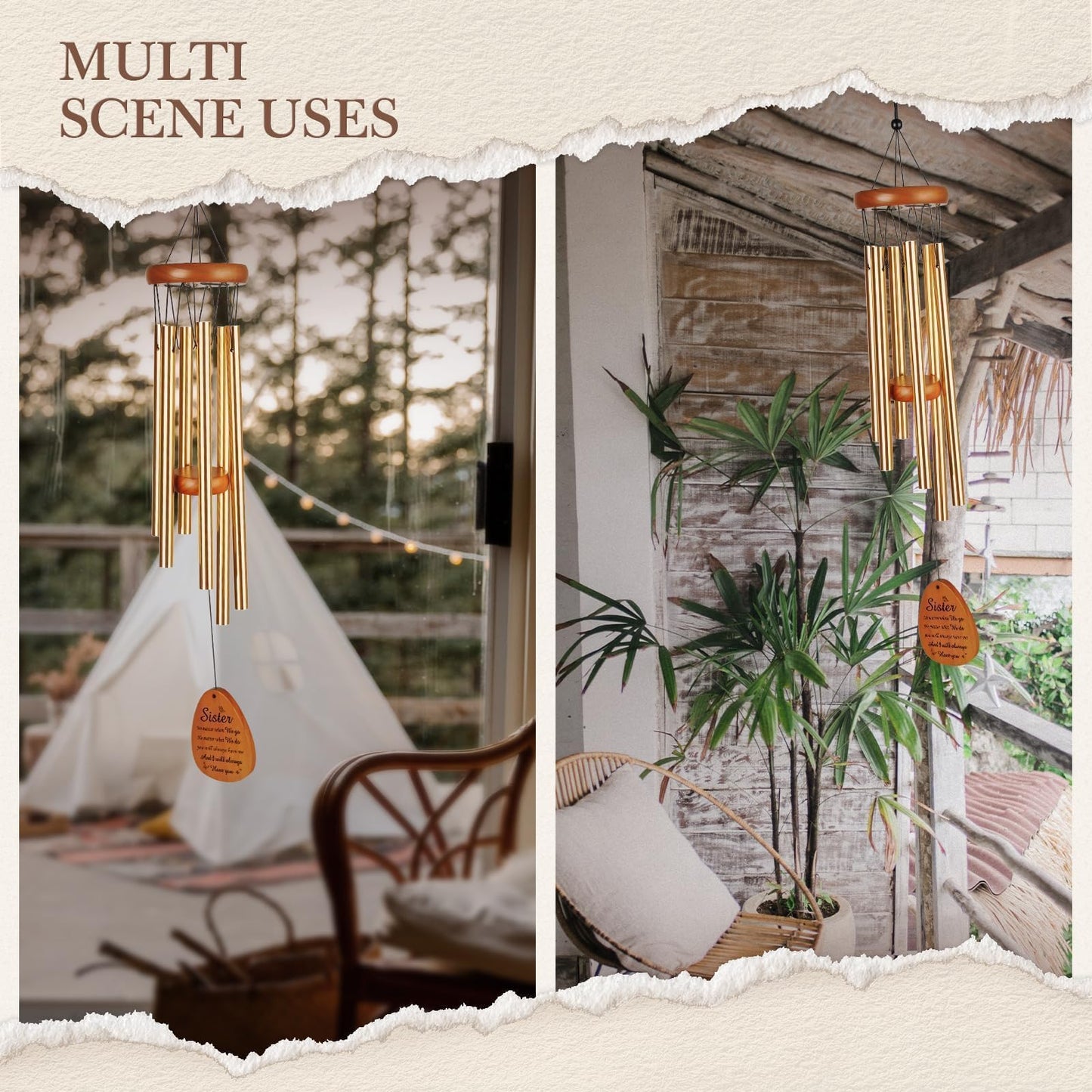 Leebbsin Sister Gifts from Sister, Wind Chimes for Sister, Best Sister Birthday Gifts, Bestie Gift Ideas for Christmas Thanksgiving Wedding Graduation Valentine's Day Gift for Sister, Sister-in-Law