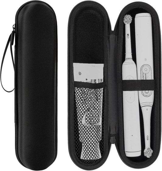 Linkidea Large Electric Toothbrush and Toothpaste Travel Case, Hard Shell Dual Powered Brushes Bag with Toothpaste Storage, Compatible with Oral-B, Spinbrush Pro, Philips Sonicare