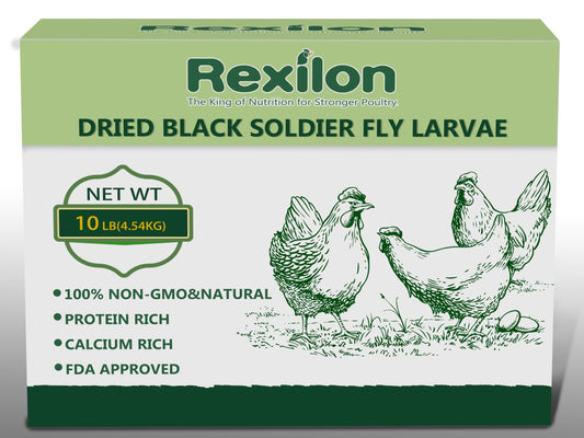 Rexilon 10lb Dried Black Soldier Fly Larvae â Pure Natural, High Protein & Calcium Chicken Feed, Cost-Effective and Premium Quality