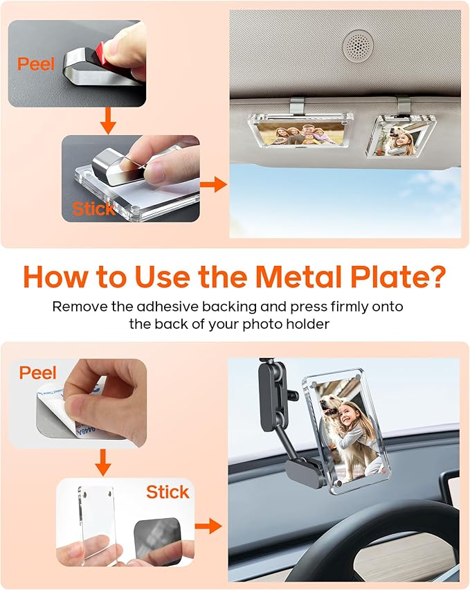 4 Pack Magnetic Car Picture Holder – 2.4"x3.5" Clear Acrylic Car Visor Photo Clip for Polaroid Go & Instax Mini, Versatile Car Picture Frame| Perfect Car Photo Holder Gift for Drivers