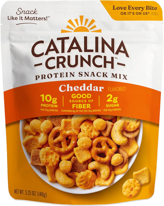 Catalina Crunch Protein Snack Mix with Cheese Crisps - 10g Protein, 2g Sugar per Serving - Good Source of Fiber, Gluten Free - Cheddar, 5.25 Ounce Bag (Pack of 1) - Packaging May Vary