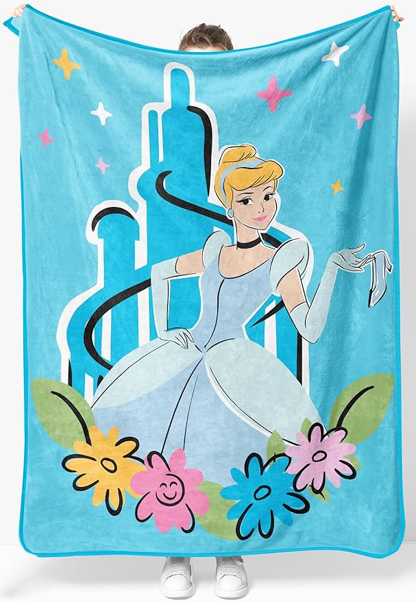 Jay Franco Kids Plush Throw Blanket â Soft & Cozy Fleece Throw for Bedroom & Couch DÃ©cor, Official Licensed Product, Blue - Disney Princess Cinderella, 46x60 - Throw Blanket