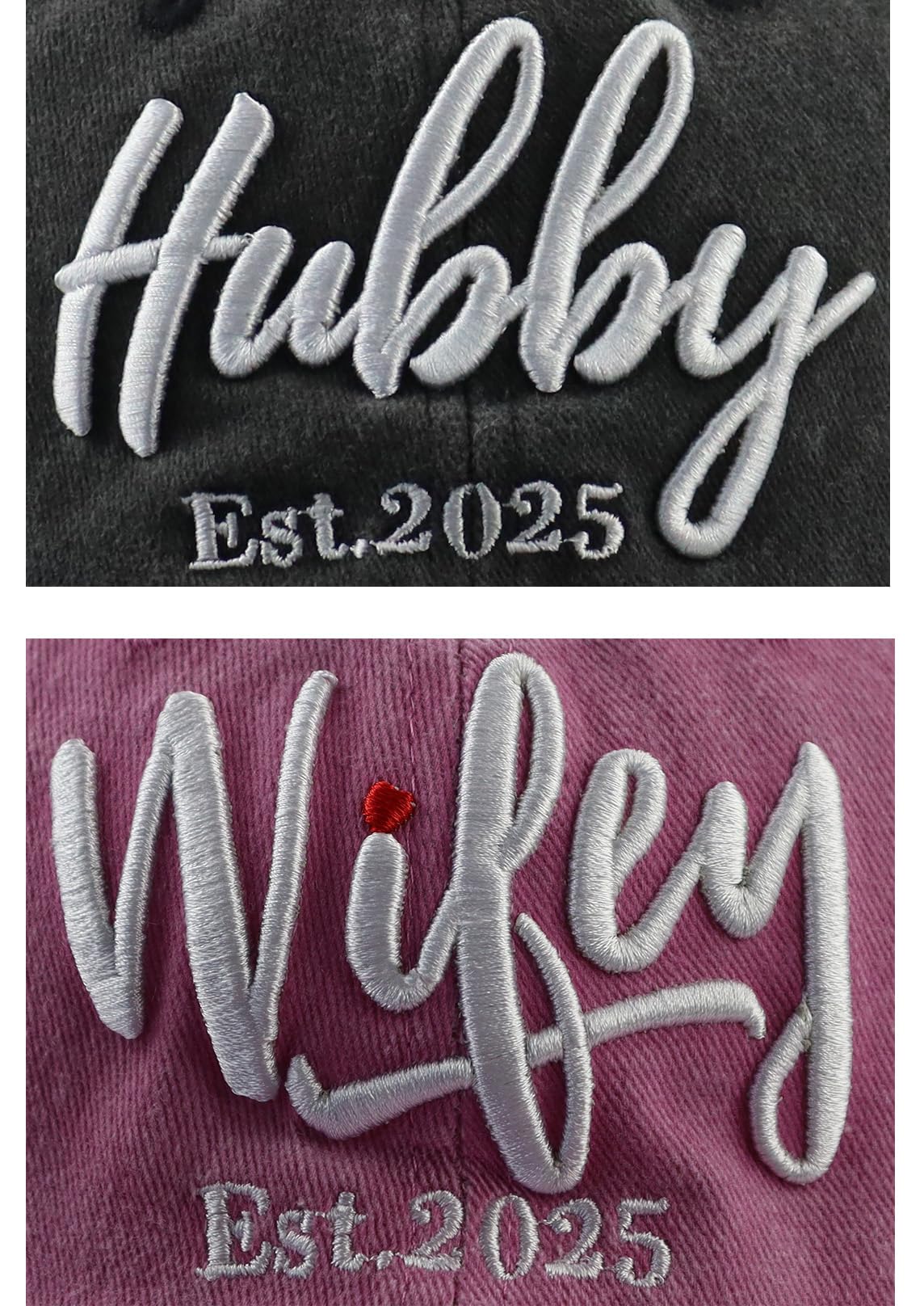 MANMESH HATT Wifey Hubby 2025 Couples Matching Dad Hats, Mr and Mrs Hat, Bride and Groom Hats, Newlywed Honeymoon Wedding Gifts Baseball Caps for Men and Women Dad Mom Wife Husband 2025 Black Pink