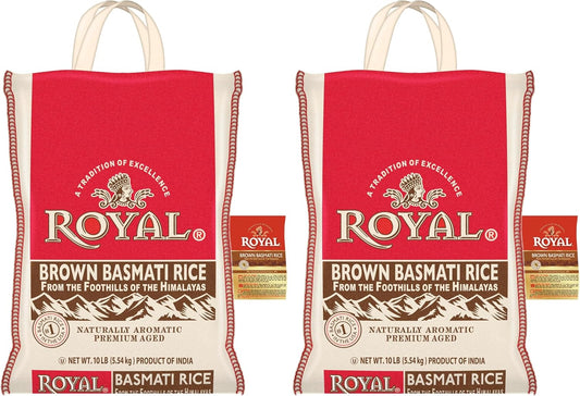 Royal - Authentic Basmati Brown Rice Whole Grain,Naturally Gluten Free and Vegan - 10 Pounds,(Pack of 2)