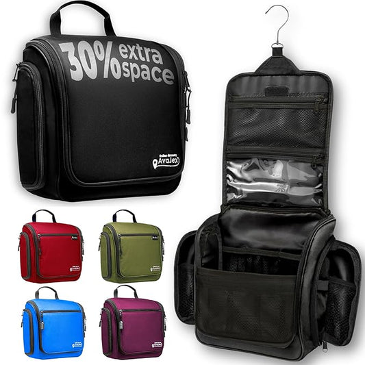 Travel Toiletry Bag for Men and Women - (10.6âx10.6âx3.2â) Large Hanging Toiletry Organizer - Waterproof Hygiene Bag with Metal XXL Swivel Hook, with Sturdy Zippers and 15 Compartments for Toiletries