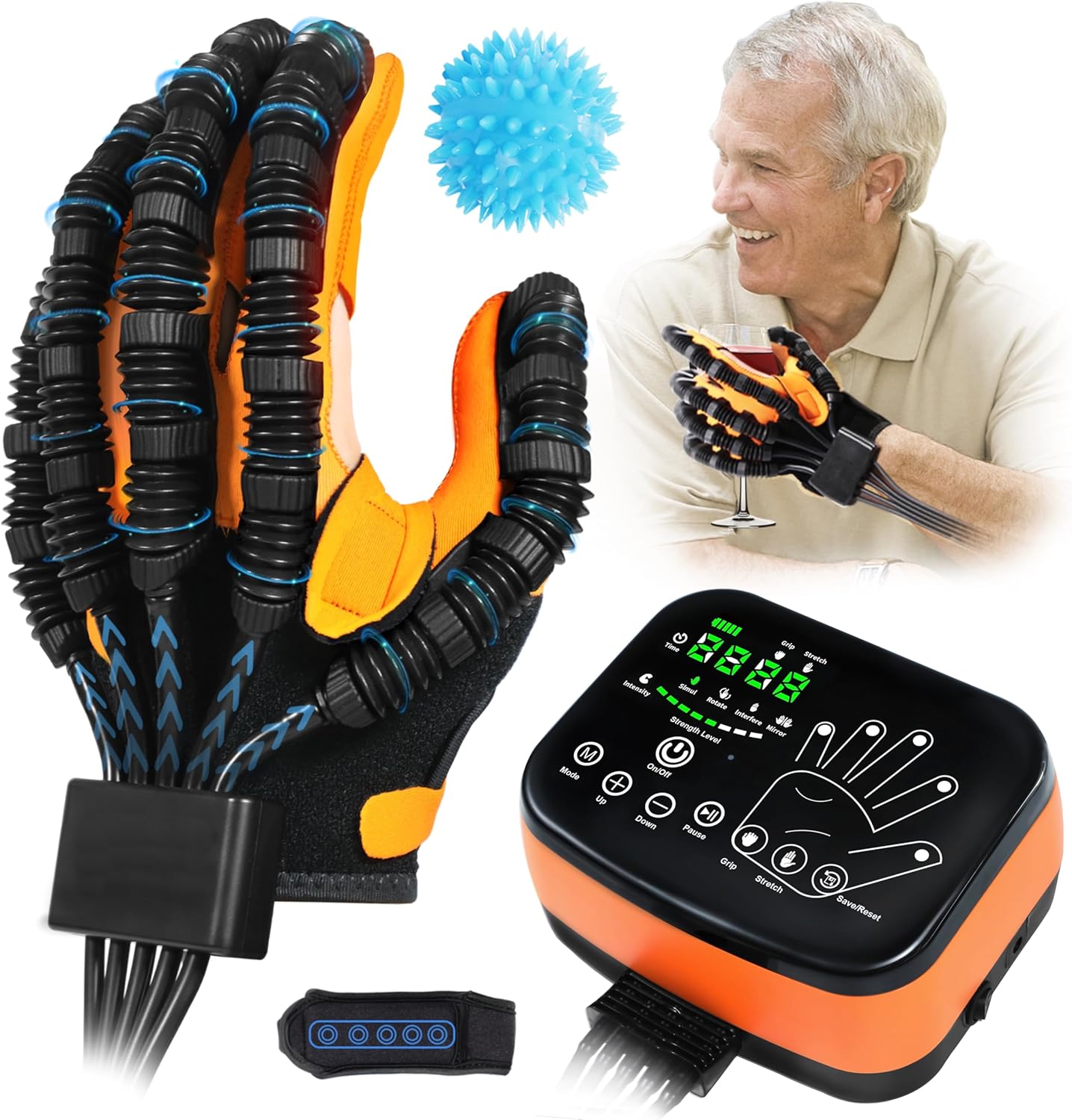 8th Generation Rehabilitation Robot Gloves, Stroke Hand Recovery Device, Glove For Stroke, Hand Rehabilitation Equipment, 4 Modes, Adjustable Intensity, Touch Panel.