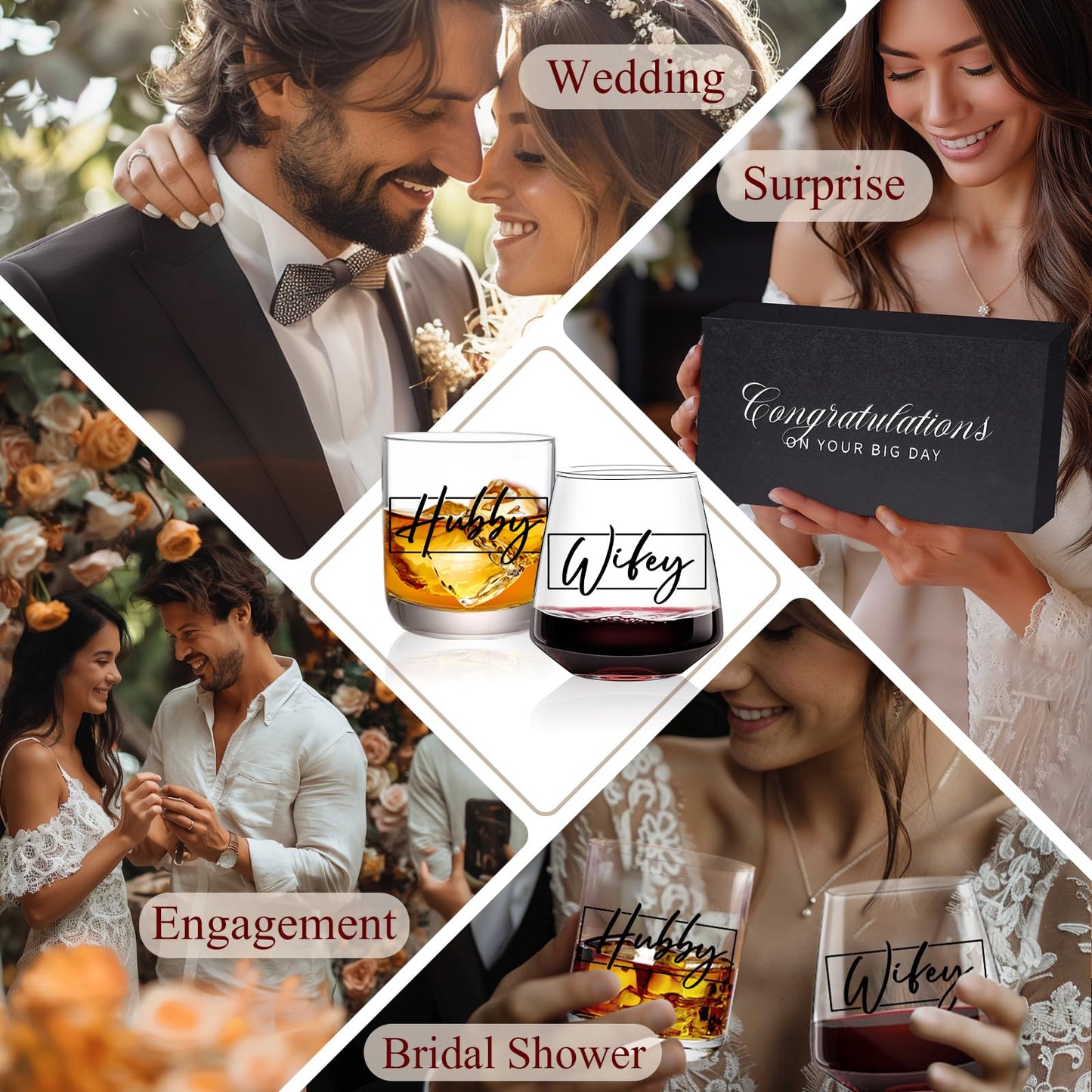 CLUSIVC Couple Gifts for Wedding Engagement, Mr and Mrs Gift, Bridal Shower gifts, Cool Couples Gifts Wishes for Couples Newlywed Mr and Mrs Him and Her