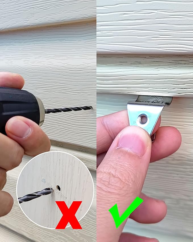 NACETURE Vinyl Siding Hooks - Vinyl Siding Clips for Hanging Outdoor Decorations for Patio for Mount Home Security Camera Porch Décor (18)