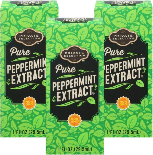 Pure Peppermint Extract, Natural Mint Flavoring, Non-GMO, Concentrated, 1 fl oz, Pack of 3, for Baking, Cooking, Desserts and Beverages