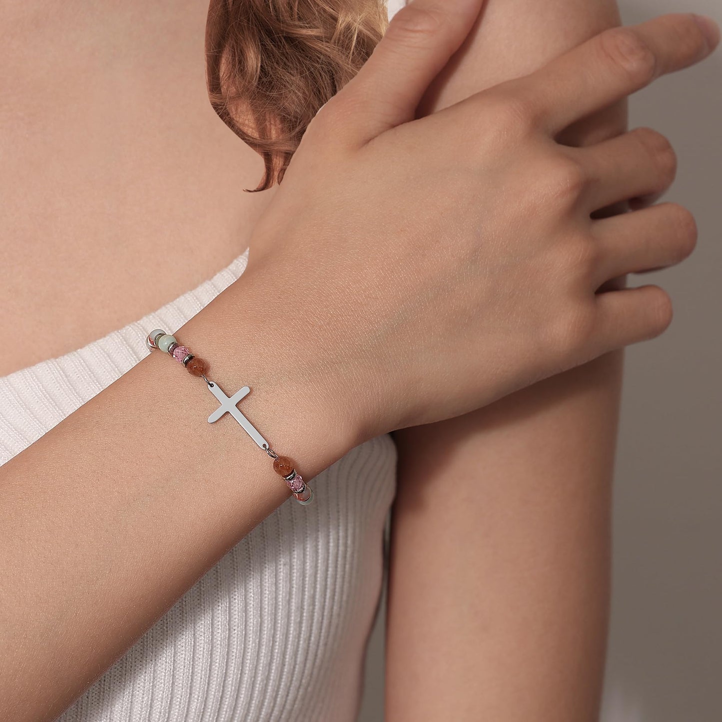 AryaHozel Birthday Gifts for Women, Cross Bracelet, Happy Birthday Decorations Womens Bday Gifts Ideas for Her Sister Friend Wife Mom Daughter 16th 21st 25th 30th 40th 50th 60th 65th Friendship