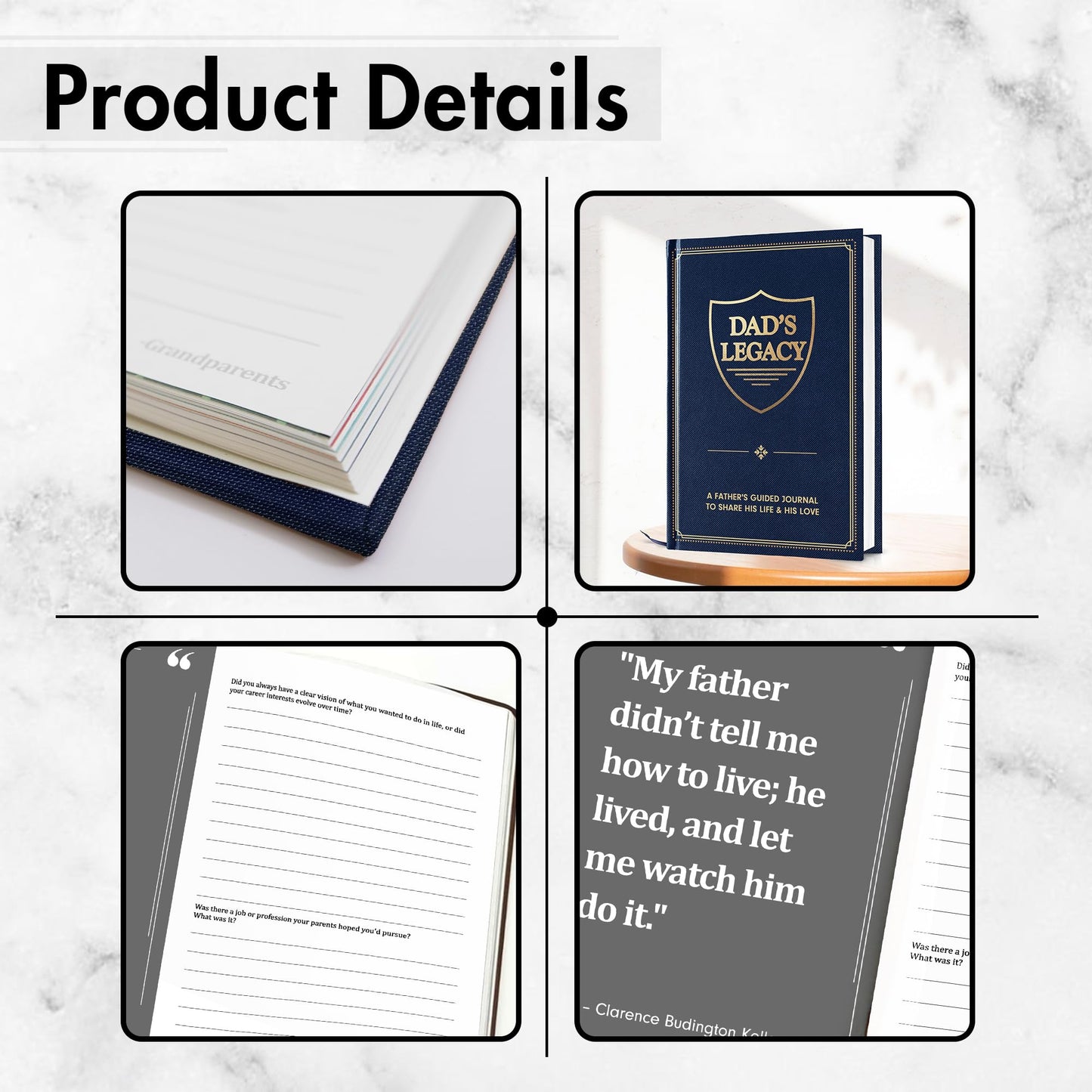 Dad’s Story Journal (Hardcover) – A Guided Legacy Journal for Dad to Share His Life Story and Memories | Sentimental Gifts for Dad’s Birthday, Retirement| Thoughtful Prompts & Family Tree Included