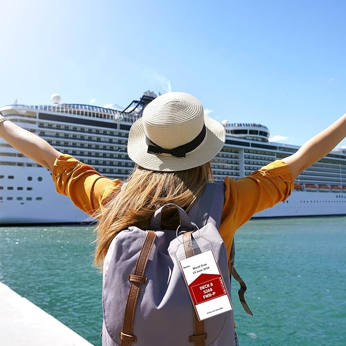 30 Pack Luggage Tags Travel Essentials & Cruise Essentials for NCL, Princess, Carnival, Royal Caribbean & Celebrity Cruise Ships by SEAVILIA