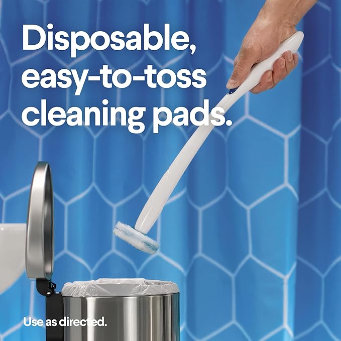 CLOROX ToiletWand Disposable Toilet Cleaning System, Spring Cleaning Essential, ToiletWand, Storage Caddy, and 16 Disinfecting-ToiletWand Scrubbing Pad Refills (Pack of 6)