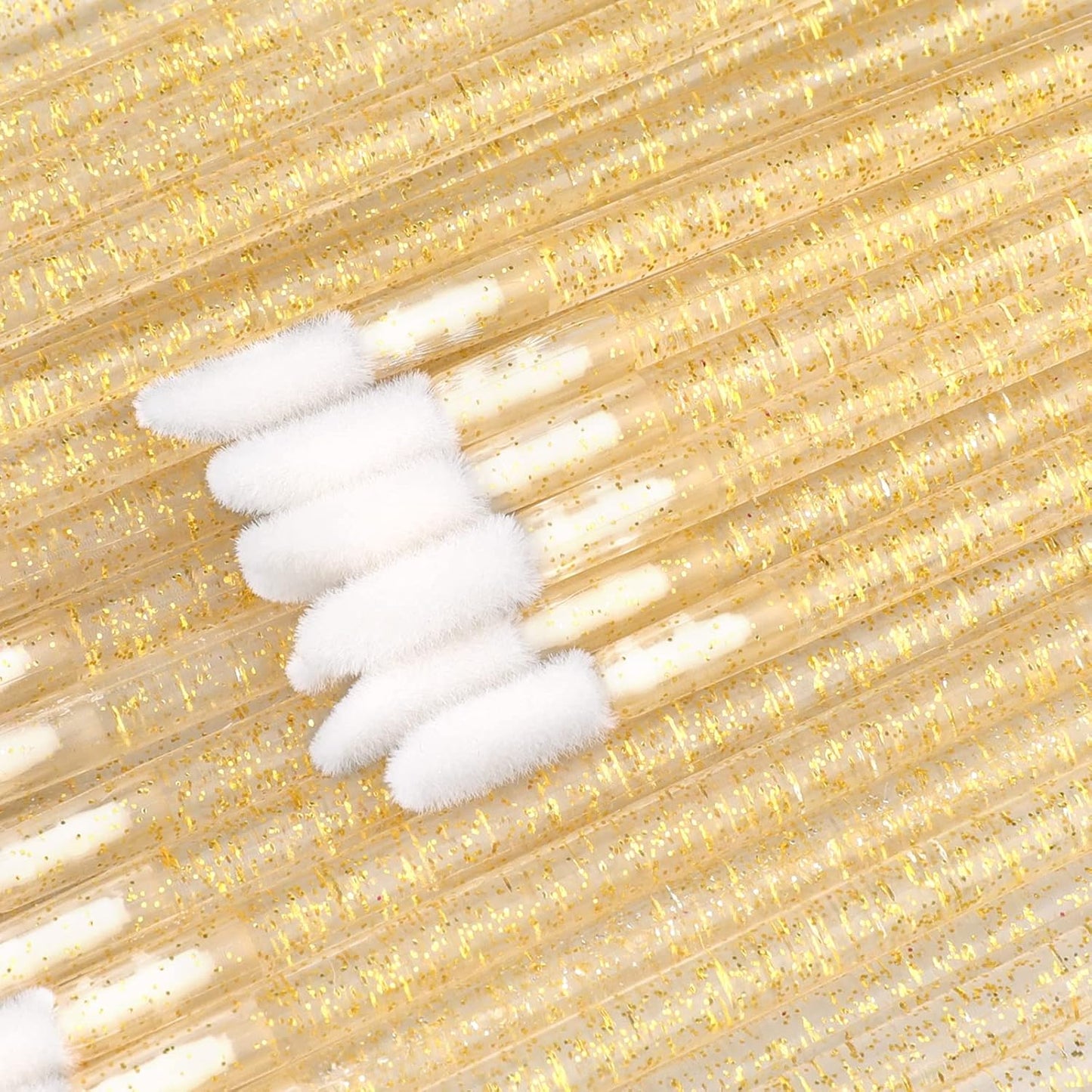 100PCS Glitter Crystal Lip Brush, Disposable Lip Brushes Lip Gloss Applicators Lipstick Gloss Wands Applicator Perfect Makeup Tool Kits (Gold)