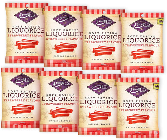 Darrell Strawberry Soft Eat Liquorice 200 g (Pack of 8)