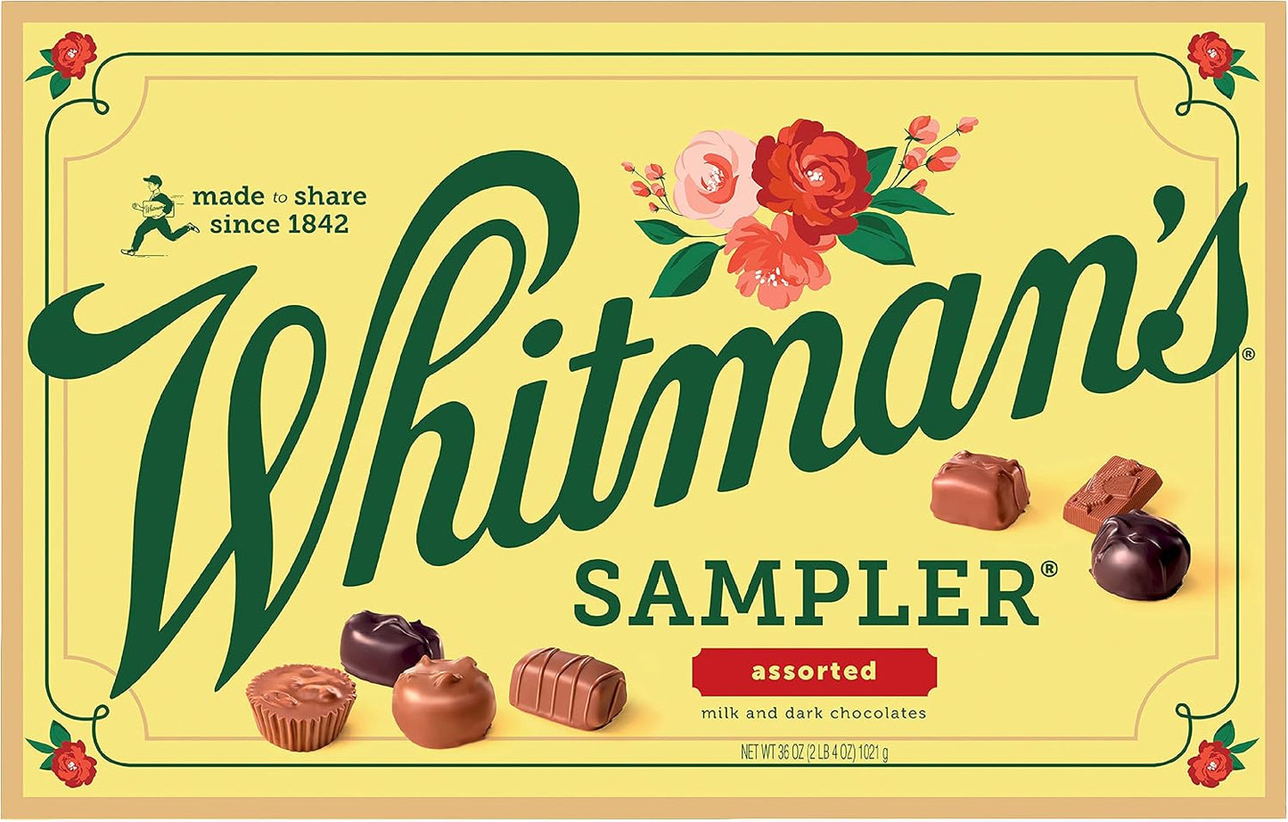 WHITMAN'S SAMPLER Assorted Milk & Dark Chocolate Candy Gift Box, 36 oz.