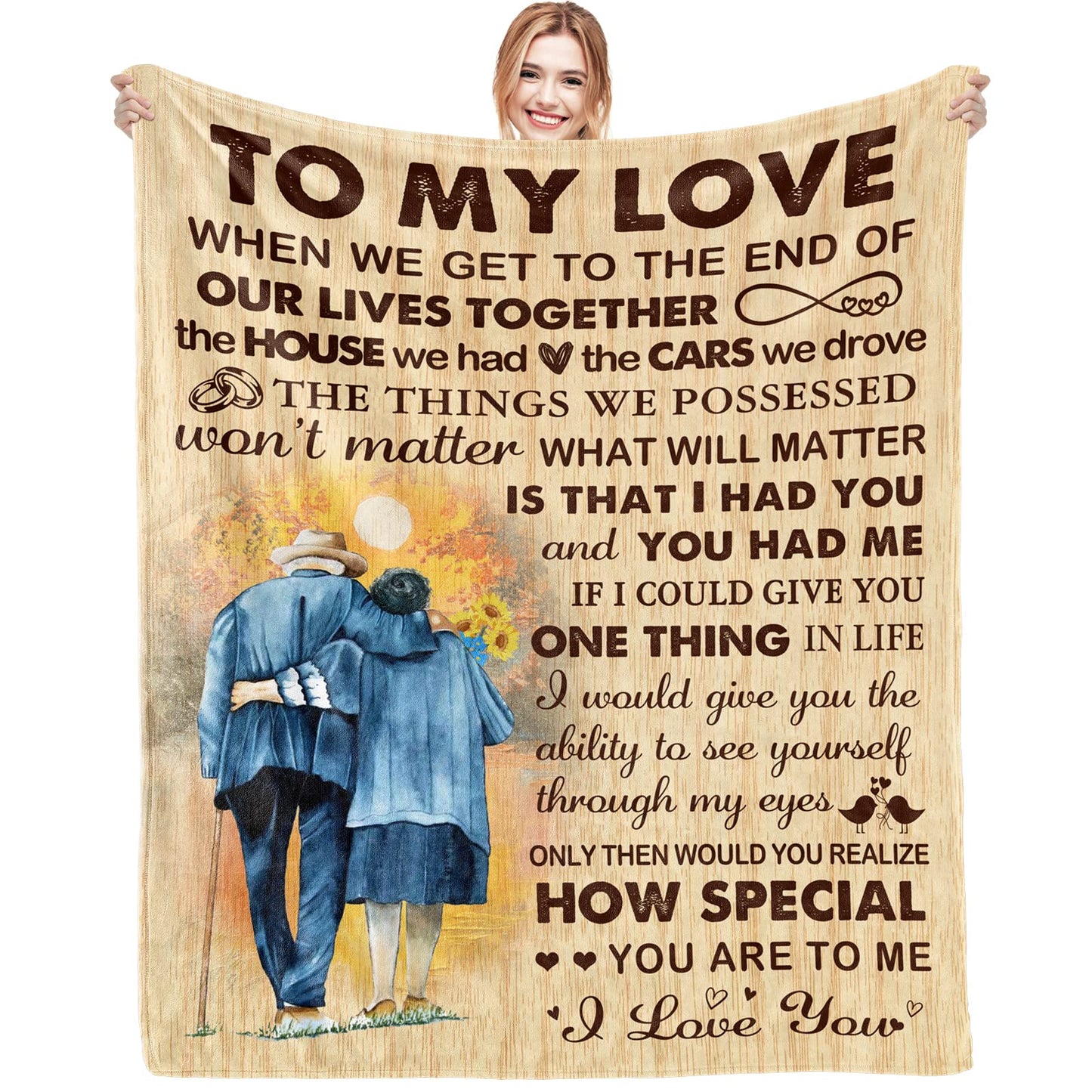 noilfasiki Fathers Day Anniversary Birthday Gifts for Him Her Romantic I Love You to My Love Blanket Mothers Valentines Present Ideas for Wife Husband Bed Throw Blanket 60"x50"