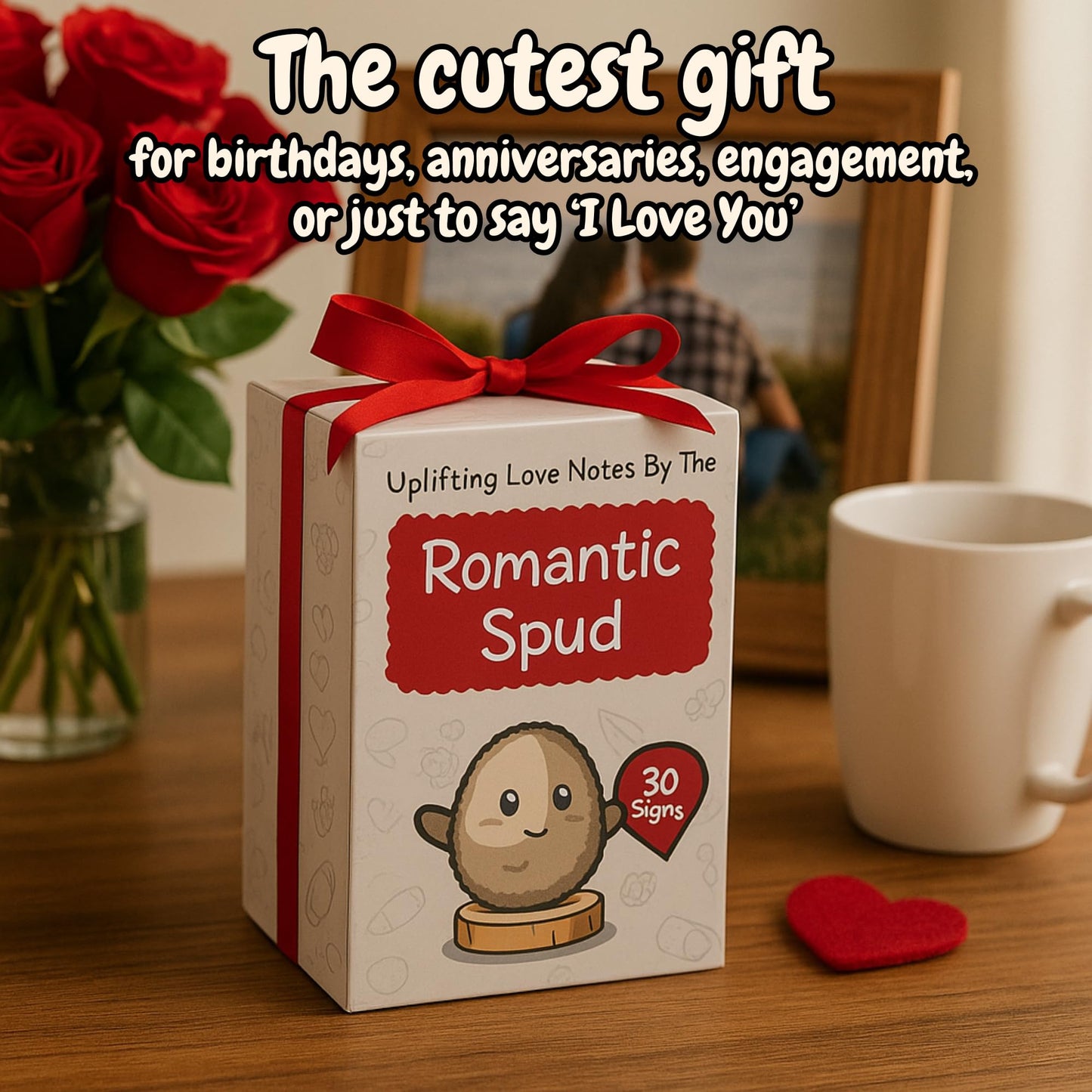 The Cutest Romantic Gift for Men - Potato Crochet Doll with 30 Signs - Couples Gifts for Him for Birthday, Anniversary, Engagement, Valentines Day, Christmas - Birthday Present for Husband Boyfriend