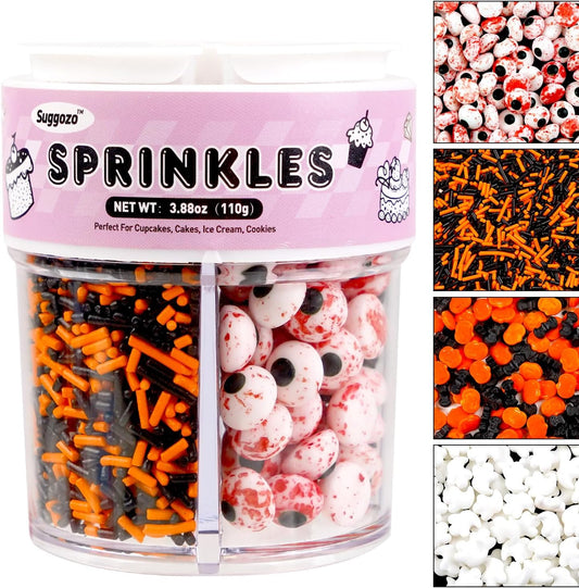 Halloween Sprinkles, Edible Halloween Sprinkles for Cake Decorating, Cake Decoration & Cupcake Topper, 110g/3.88oz