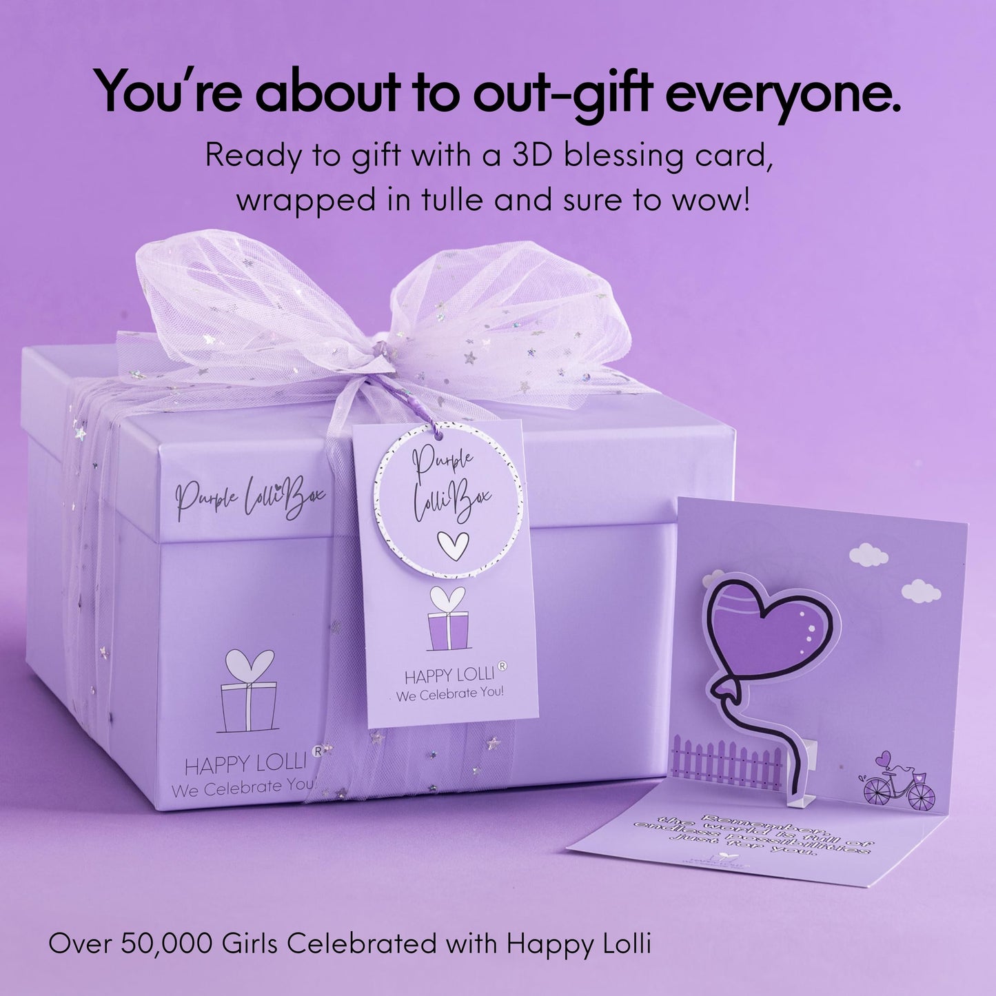 HAPPY LOLLI Birthday Gift Basket for Tween & Teen Girls – 8 Trendy Gifts with Tasks & Empowering Cards – Perfect for Birthdays, Back to School & More!