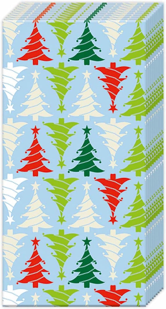 IHR Ideal Home Range Pocket Tissues 4-Ply Facial Tissue Pack, 10-Count, Trees in Line (Light Blue), 1-Pack Only