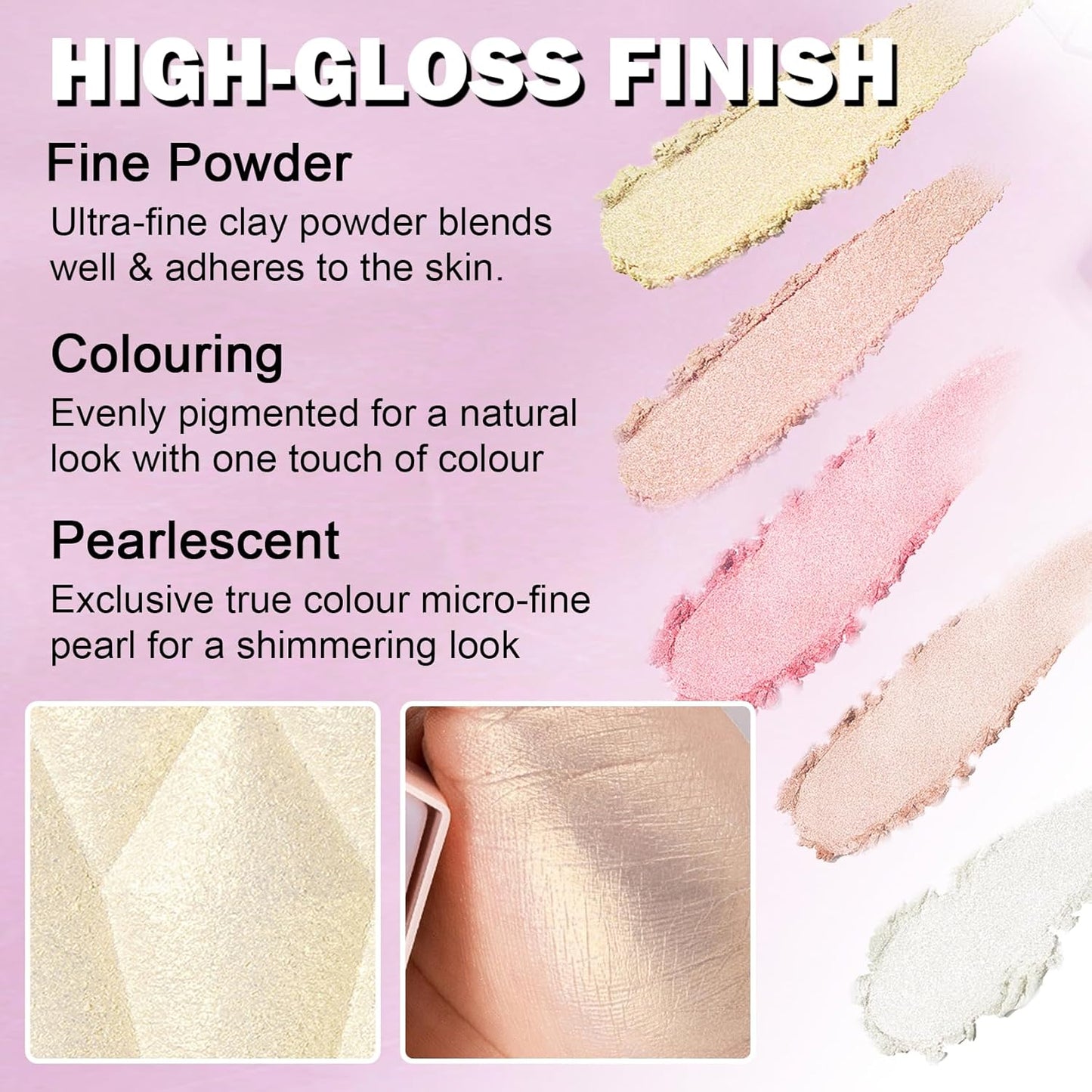 White Highlighter Makeup Palette Face Highlighter Powder Iluminadores De Maquillaje Narutal Shimmer Glitter Highlighter Contour Powder Makeup Palette-02 Quicksand Gold