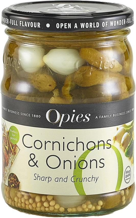 Opies Cornichons & Onions with Mustard Seeds (400g)