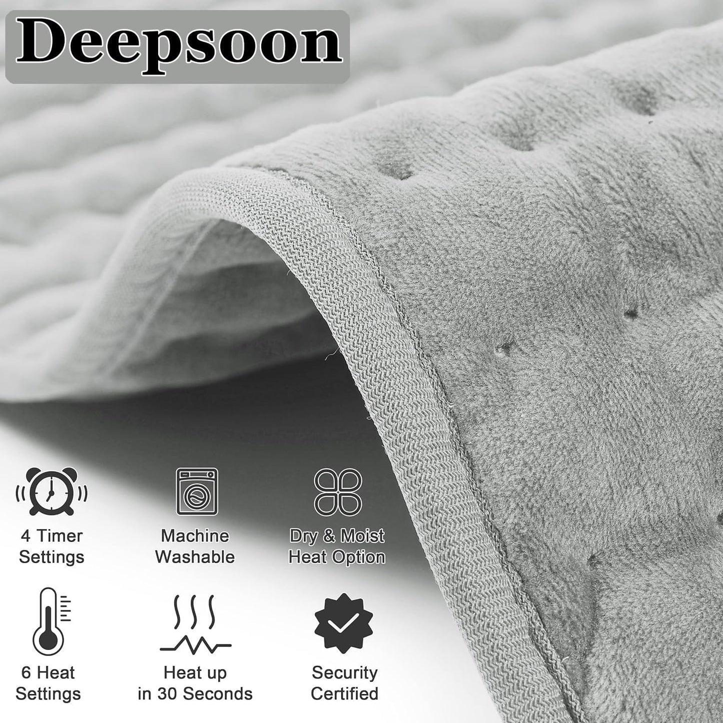 Heating Pad,Electric Heating Pads for Back,Neck,Abdomen,Moist Heating Pad for Shoulder,Knee,Arms,Legs,Dry/Moist Heat & Auto Shut Off,Birthday Gifts for Men and Women(Light Gray, 24''×12'')