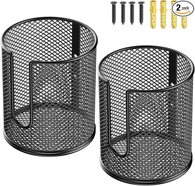 2 Pack Boat Ring Cup Holder, Universal Wall Mounted Cup Holder, Wall Mount Drink Holder for Marine, Yacht, RV, Railings, Swing, Installs on Drillable Walls Using Screws, 3.54" Inner Diameter(Black)