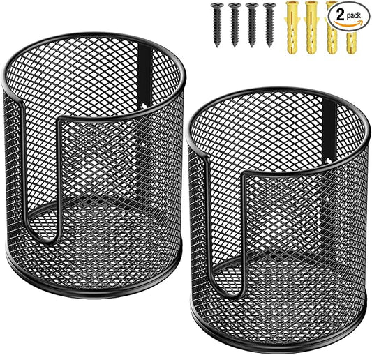 2 Pack Boat Ring Cup Holder, Universal Wall Mounted Cup Holder, Wall Mount Drink Holder for Marine, Yacht, RV, Railings, Swing, Installs on Drillable Walls Using Screws, 3.54" Inner Diameter(Black)