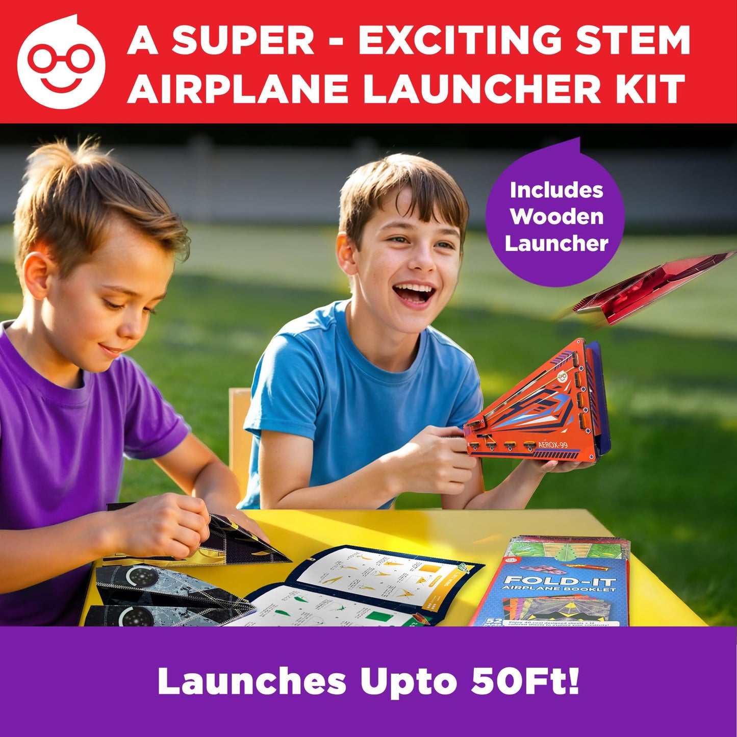 Doctor Jupiter Paper Airplane Book Kit, Crafts for Kids Ages 6+ | Birthday Gift Ideas for 6-7-8-9-10-11-12 Year Old Boys & Girls | Learning & Educational STEM Toy with 50 Paper Airplanes and Launcher