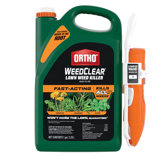 Ortho WeedClear Lawn Weed Killer Ready-to-Use with Comfort Wand, Kills Crabgrass, Dandelion and Clover, 1 gal.
