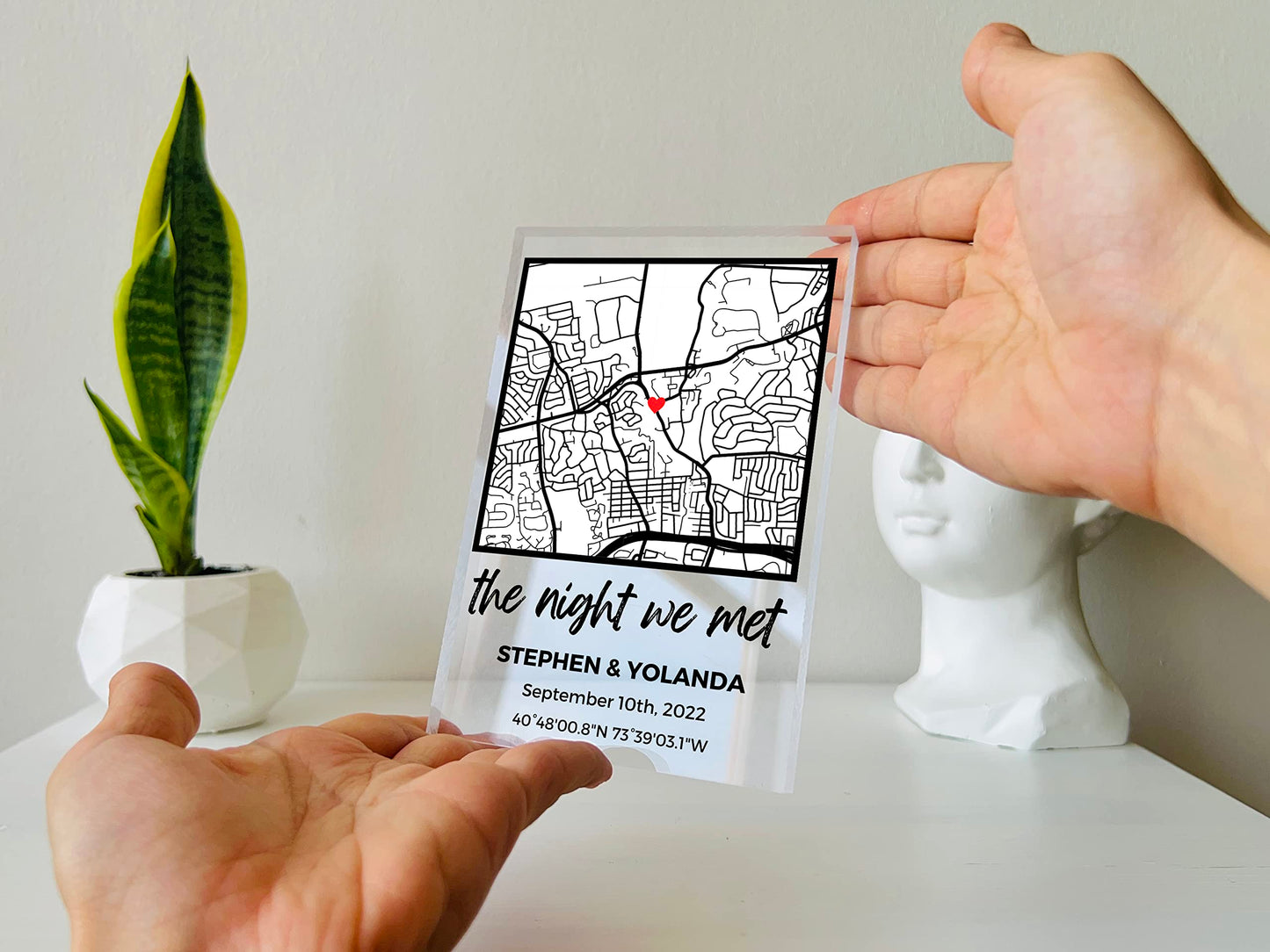 NEXT DAY SHIP Custom Our First Date Map Block - Couple Map, Where It All Began, Gift for Her, Acrylic Plaque Couple Gift, Custom Location, Couples Gift, Gifts for Wife and Husband Anniversary